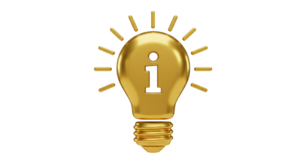 Isolated Golden Light Bulb with Information Symbol