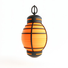 Floating Lantern in 3D Design, White Background.