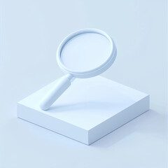 Magnifying Glass Design in 3D, Grey and Blue Color, White Background.