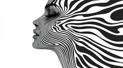 Creative black and white portrait of a young woman