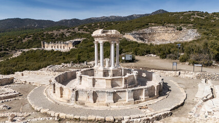 Obraz premium Aerial view of Kibyra ancient city. Burdur, Turkey