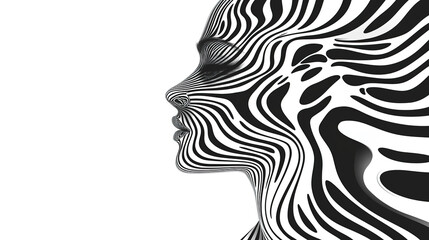 Creative black and white portrait of a young woman