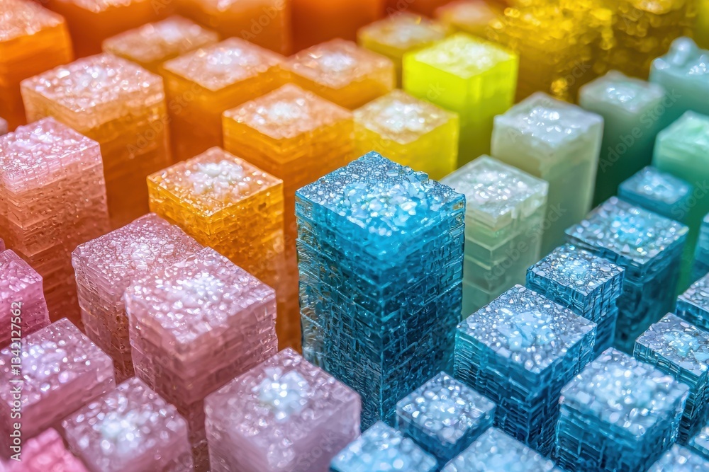 Aufkleber a mesmerizing array of colorful cubes, arranged in a gradient, creating a visually striking abstract