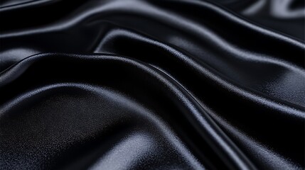 Obraz premium Close up view of rippling black satin fabric details