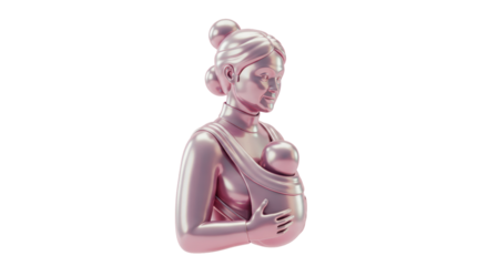Isolated Pink Woman with baby in Sling