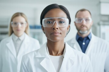 Fototapeta premium Confident scientists in lab coats showcase teamwork and professi