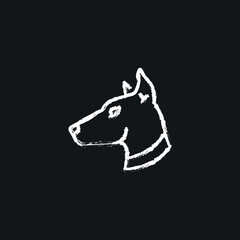 Fototapeta premium Dog's head chalk icon. Vector isolated black illustration.