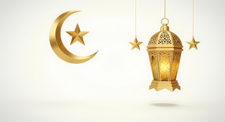 Ramadan Lantern & Crescent Moon: Islamic Holiday