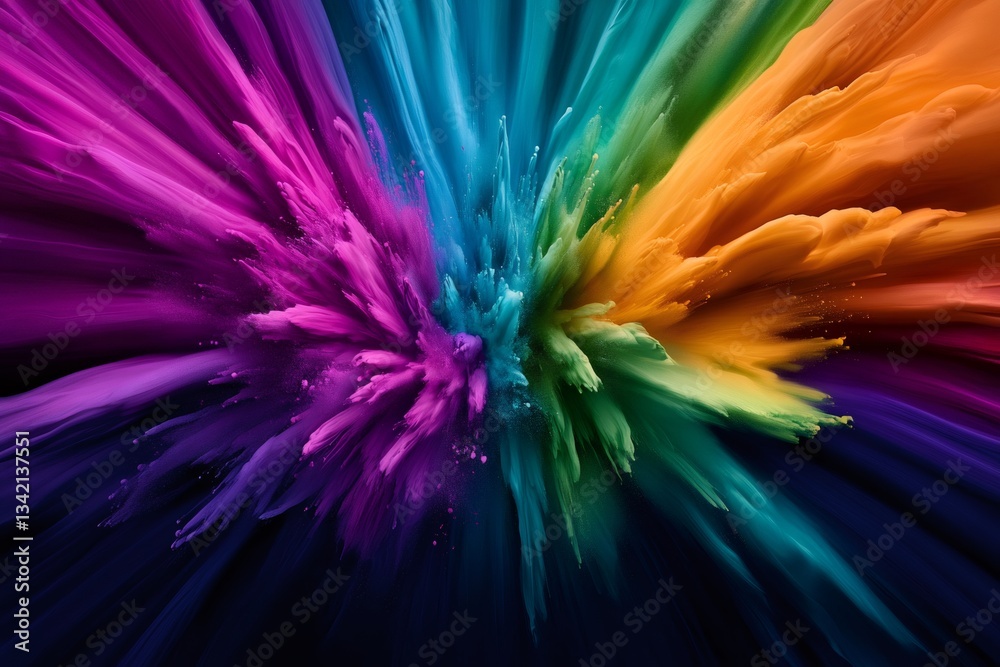 Aufkleber colorful powder exploding, creating a vibrant spectrum of hues