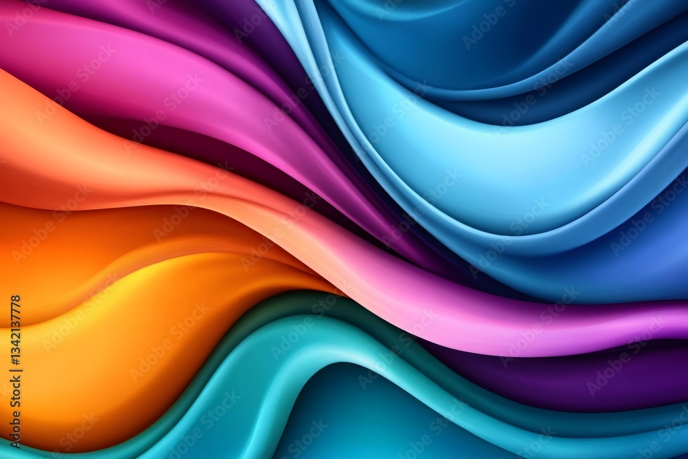 Poster Colorful abstract waves flowing and creating a stunning visual effect