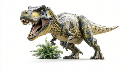 Fototapeta premium Dinosaur, prehistoric, prowl, white background