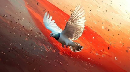 A scene of Republic Day with flying pigeon in front of the flag