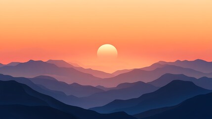 Fototapeta premium A majestic sunrise over a vast mountain range, casting a soft glow over the untouched wilderness and rugged peaks.