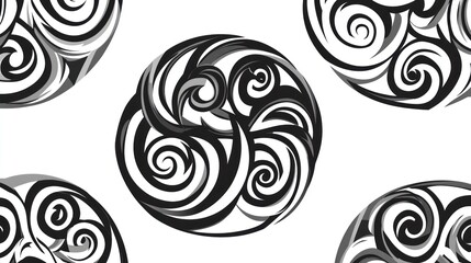 Abstract Swirl Patterns on White Background