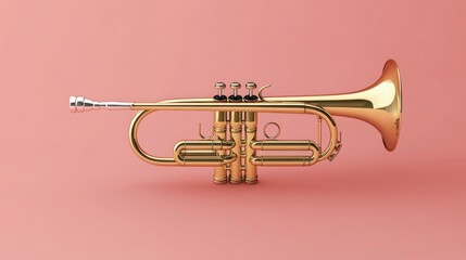 Obraz premium Golden Trumpet on Pink Background