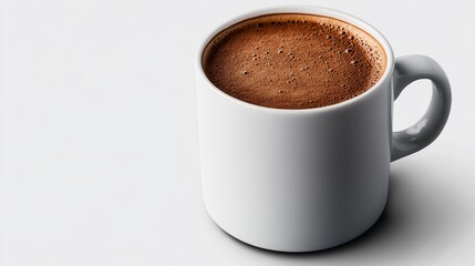 Fototapeta premium Aromatic beverage with a creamy surface in a minimalist white mug setting