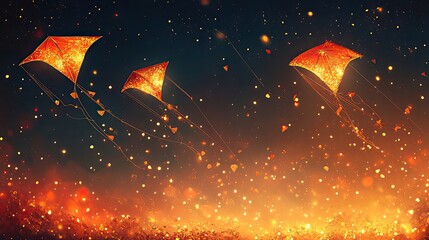 Banner or greeting card showcasing kites and festive gratitude for the sun deity during Makar Sankranti