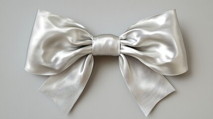 Elegant Silver Bow on Neutral Background
