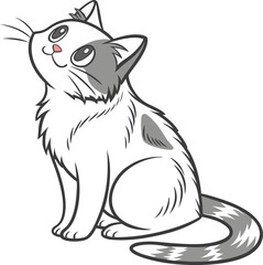 black and white cat illustration