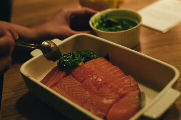 the process of cooking baked red fish