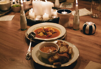 red seafood soup for dinner
