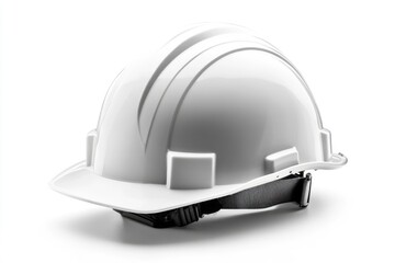 Fototapeta premium White safety helmet, studio shot, clean background, industrial safety