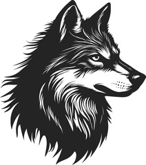Fototapeta premium Stylized Wolf Head Vector Graphic - Monochrome Design