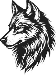Stylized Wolf Head Vector Graphic - Monochrome Design