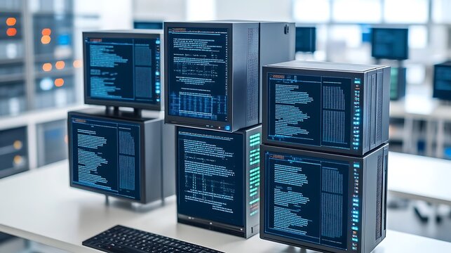 Modern Computer Systems And Monitors Displaying Data Clearly