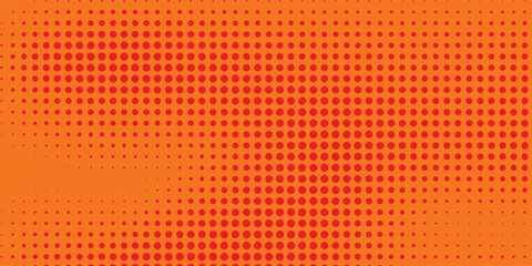 Dots halftone orange color pattern gradient texture with technology digital background. Dots pop art comics with summer background halftone