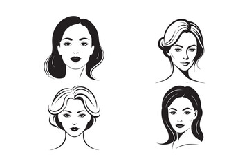 Woman Face Silhouette Vector Illustration Set for Beauty, Fashion, and Graphic Design 