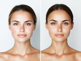 frau, schönheit, gesicht, haut, leitbild, auge, vorher, nachher, ackne, gestalten, make-up, pflege, clean, haar, auflösungszeichen, hautpflege, lippen, close up, kurort, person, make-up, anschauen, ge