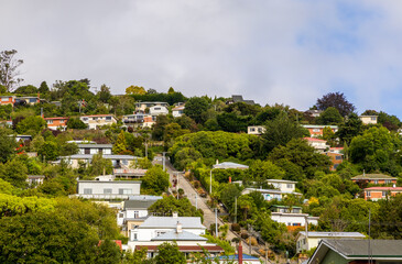 Baldwin street in Dunedin as the worlds steepest street, New Zealand
