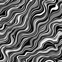 Obraz premium Seamless repeatable tile texture. Black, white abstract pattern features flowing, swirling lines evokes wind movement. Great for design, wallpaper, fabric printing, artistic applications. Evokes