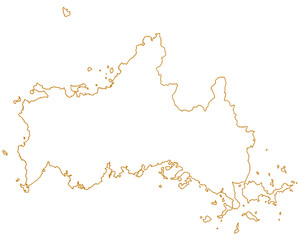 山口県　地図　白　イラスト