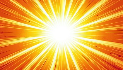 Obraz premium Radiating light rays burst from center in yellow and orange. Abstract sunbeam design background with radial burst effect, energy beams and bright vibrant colors. Great for themes, visual concepts.