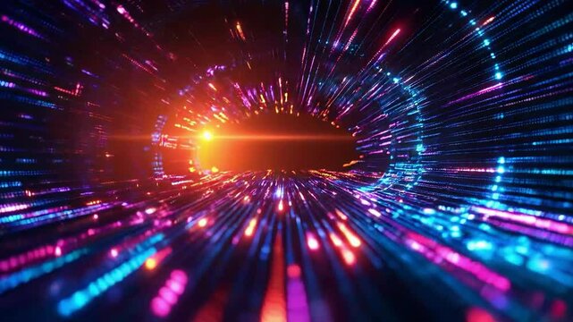Bright digital background with colorful lights, suitable for technological presentations or futuristic projects.
