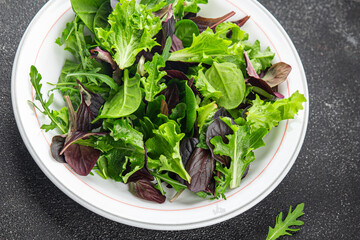 Fresh salad leaves mix salad juicy healthy snack micro greens, arugula, lettuce, oak leaf, green...