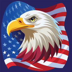 Majestic American Bald Eagle Painted with Stars and Stripes