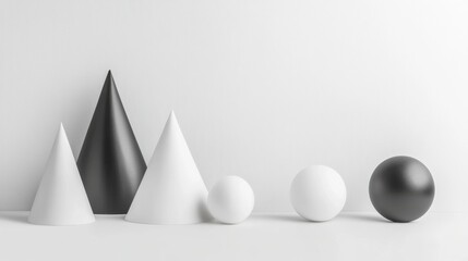 Geometric Shapes Displayed on Minimalist White Background