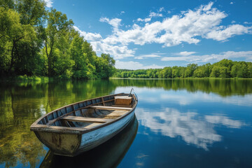 Fototapeta premium There is a view of a city from a hill overlooking a river