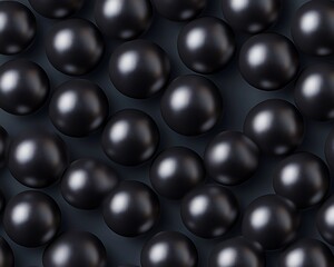 Scattered black spheres of varying sizes and subtle lighting on surface