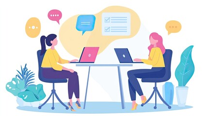 Mentor explaining work processes to a colleague or teaching an intern, focused on guidance and professional growth