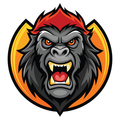 Obraz premium Enraged Gorilla Mascot Emblem with Number Three Designation
