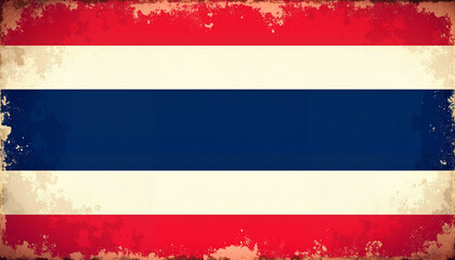 Vintage Thai Flag Design with Weathered Texture  