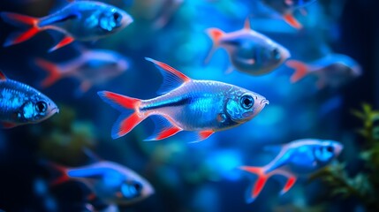 Vibrant School of Neon Tetras in Aquatic Paradise