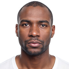 Obraz premium Portrait of a surprised Black man with raised eyebrows and pursed lips conveying a range of emotions