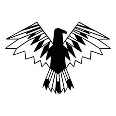 Geometric Eagle Silhouette &ndash; Bold Black and White Tribal Design for Logos and Tattoos