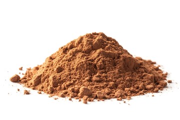 a small pile of brown powder on a white background