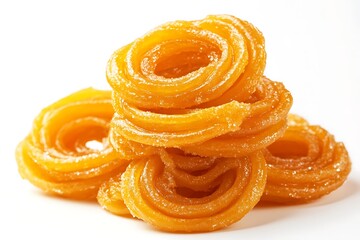 Fototapeta premium a stack of jalebi sweets against a white background